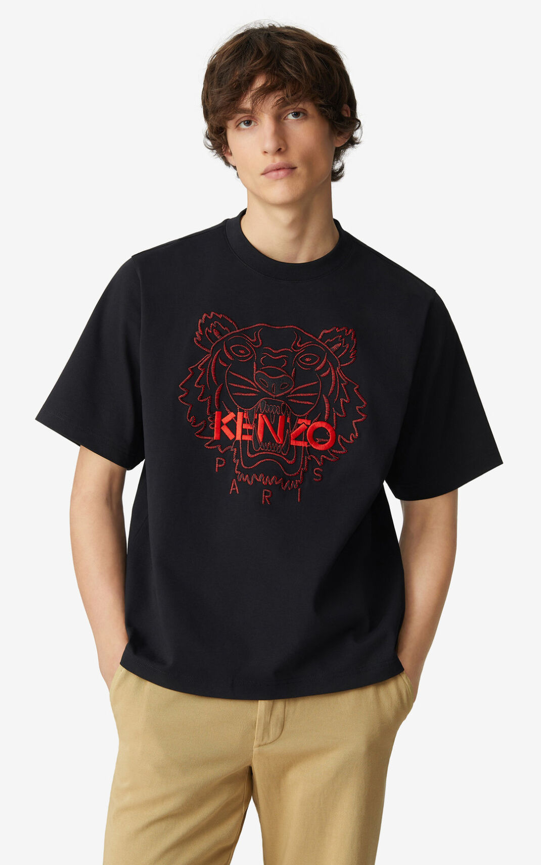 Kenzo Tiger loose fitting T Shirt Black For Mens 7216OTCUY
